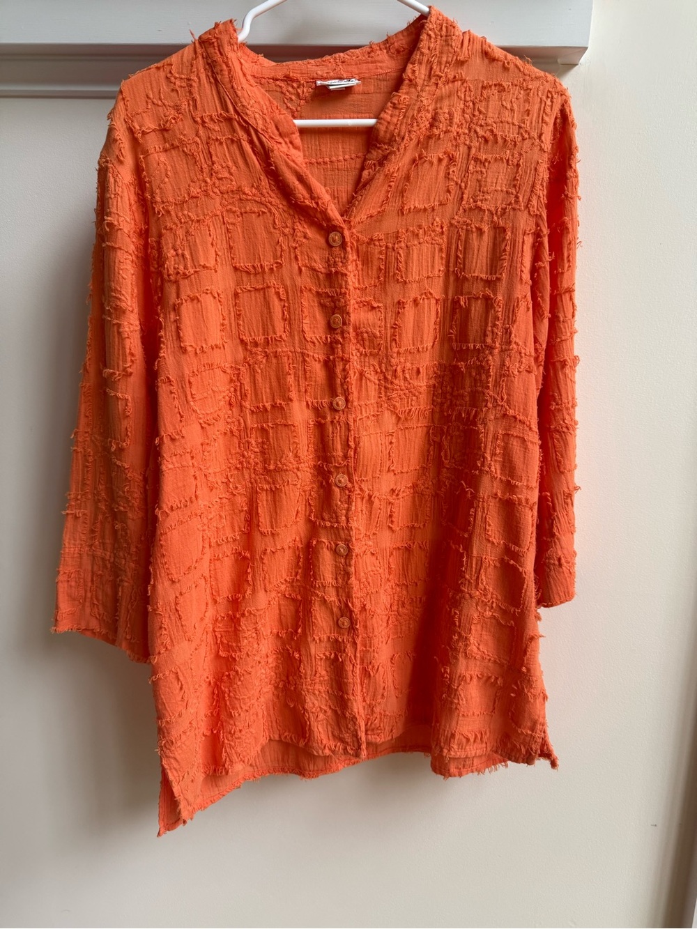 Habitat Orange Button-Front Textured Shirt